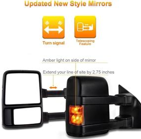 img 2 attached to 🔘 Telescoping Folding Dual Glass Towing Tow Mirrors - Manual Smoke Signal, Black Textured - Pair Set for 03-07 Ford F250 F350 F450 F550 Super Duty - Left & Right Passenger & Driver Side View Mirror