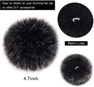 🎀 llmumu 14 piece 12cm faux fur pompom ball fluffy diy removable pompom - elastic loop, shoes bags knitting hat scarf keychain accessories - mix color, 4.8 inches (dark color) logo