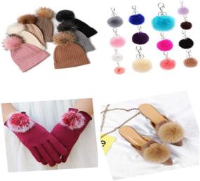img 1 attached to 🎀 Llmumu 14 Piece 12cm Faux Fur Pompom Ball Fluffy DIY Removable Pompom - Elastic Loop, Shoes Bags Knitting Hat Scarf Keychain Accessories - Mix Color, 4.8 Inches (Dark Color)