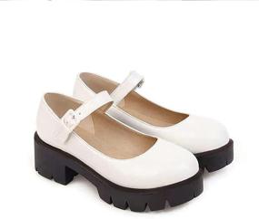 img 4 attached to 👠 Женские туфли на толстом каблуке с платформой и круглым носком - стильная обувь для женщин