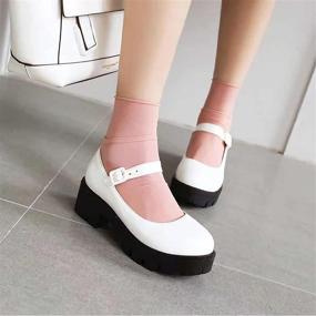 img 1 attached to 👠 Женские туфли на толстом каблуке с платформой и круглым носком - стильная обувь для женщин