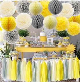 img 4 attached to 🌞 Furuix You are My Sunshine Party Decoration: Enhance Your Celebration with Yellow Grey Elephant Baby Shower Decorations, Gray and Yellow Nursery Decor, Honeycomb Balls for Bridal Shower Birthday Décor