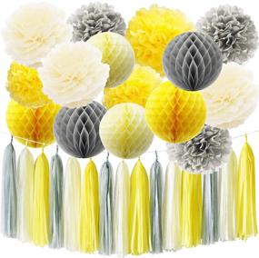 img 3 attached to 🌞 Furuix You are My Sunshine Party Decoration: Enhance Your Celebration with Yellow Grey Elephant Baby Shower Decorations, Gray and Yellow Nursery Decor, Honeycomb Balls for Bridal Shower Birthday Décor