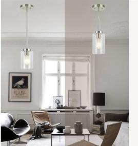 img 1 attached to 💡 Modern Clear Glass Chandelier Pendant Lighting for Dining Room - VINLUZ Contemporary Brushed Nickel Fixtures