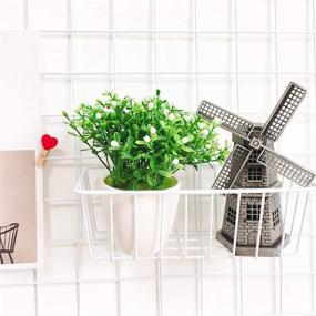 img 3 attached to 📦 2 Pack Wall Grid Panel Hanging Wire Basket Set - White | Kitchen Organizer, Home Decor, Storage Baskets with Hook