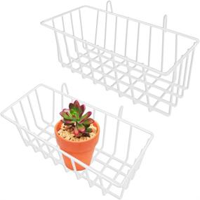 img 4 attached to 📦 2 Pack Wall Grid Panel Hanging Wire Basket Set - White | Kitchen Organizer, Home Decor, Storage Baskets with Hook