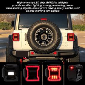 img 3 attached to 🚗 BORDAN LED Smoked Tail Lights for Jeep JL JLU 2018-2021 Sport Rubicon Sahara -Pair: Brake, Reverse, Turn Signal Lights