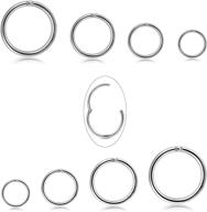 jstyle 8pcs surgical steel hinged clicker segment nose rings - improved design for helix, cartilage, daith, tragus sleeper earrings - 16g, 6-12mm | body piercing set logo