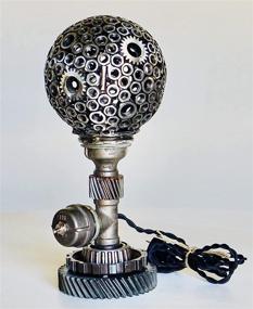 img 4 attached to 🔴 Savage Metal - Industrial Steampunk Lamp - Sphere Rustic Vintage Antique Farmhouse Aesthetic Retro Home Decor - Perfect for Bedroom, Living Room, Office, Bedside Table, Nightstand - Handcrafted in the USA