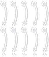 💎 vcmart 10pcs bioplast retainer belly rings 14g: clear uv, 0.5" flexible collection logo