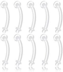 img 1 attached to 💎 Vcmart 10pcs Bioplast Retainer Belly Rings 14G: Clear UV, 0.5" Flexible Collection