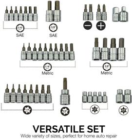 img 3 attached to 🔧 45-частый набор головок NEIKO 01145A Master Combination - Торкс, Гекс, Внешний Торкс, отвертка, биты из маховичного стали S2, головки из хром-ванадиевой стали - включены стандартные размеры SAE и метрические.