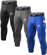 🩳 meetyoo men's compression pants with pockets - 3/4 length, performance base layer underwear for sports, running leggings for gym and athletes logo