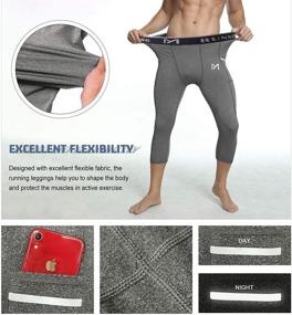 img 2 attached to 🩳 MEETYOO Men's Compression Pants with Pockets - 3/4 Length, Performance Base Layer Underwear for Sports, Running Leggings for Gym and Athletes