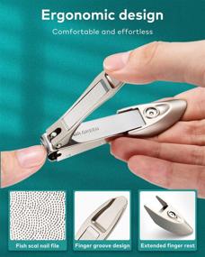 img 1 attached to Premium Nail Clippers for Thick Nails - Professional Cutter with Catcher, Medical Grade Stainless Steel - Sharp and Durable Nail Clipper Kit for Men and Women - Bionics Design - Small and Big Size