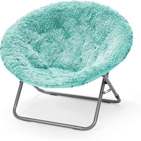 img 2 attached to Stylish and Comfy: Urban Shop Oversized Aqua Mongolian Faux Fur Saucer Chair