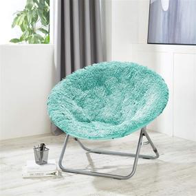 img 1 attached to Stylish and Comfy: Urban Shop Oversized Aqua Mongolian Faux Fur Saucer Chair