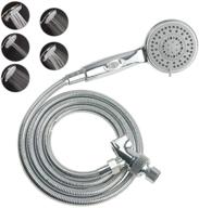 hausun handheld shower head - on/off switch, 5 spray settings, 6.5ft extra long hose, high pressure with bathroom faucet kit & universal adapter holder mount for wall, chrome finish logo
