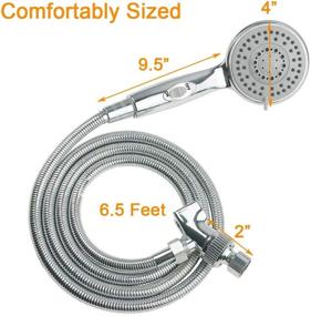 img 3 attached to HauSun Handheld Shower Head - On/Off Switch, 5 Spray Settings, 6.5ft Extra Long Hose, High Pressure With Bathroom Faucet Kit & Universal Adapter Holder Mount For Wall, Chrome Finish