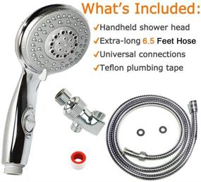 img 2 attached to HauSun Handheld Shower Head - On/Off Switch, 5 Spray Settings, 6.5ft Extra Long Hose, High Pressure With Bathroom Faucet Kit & Universal Adapter Holder Mount For Wall, Chrome Finish