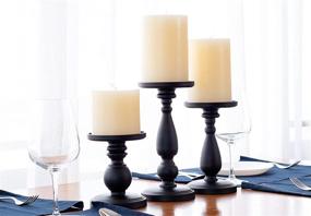 img 1 attached to 🕯️ Set of 3 Matte Black Candle Holders for Wedding Decor and Dining Table Centerpieces