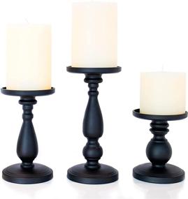 img 4 attached to 🕯️ Set of 3 Matte Black Candle Holders for Wedding Decor and Dining Table Centerpieces