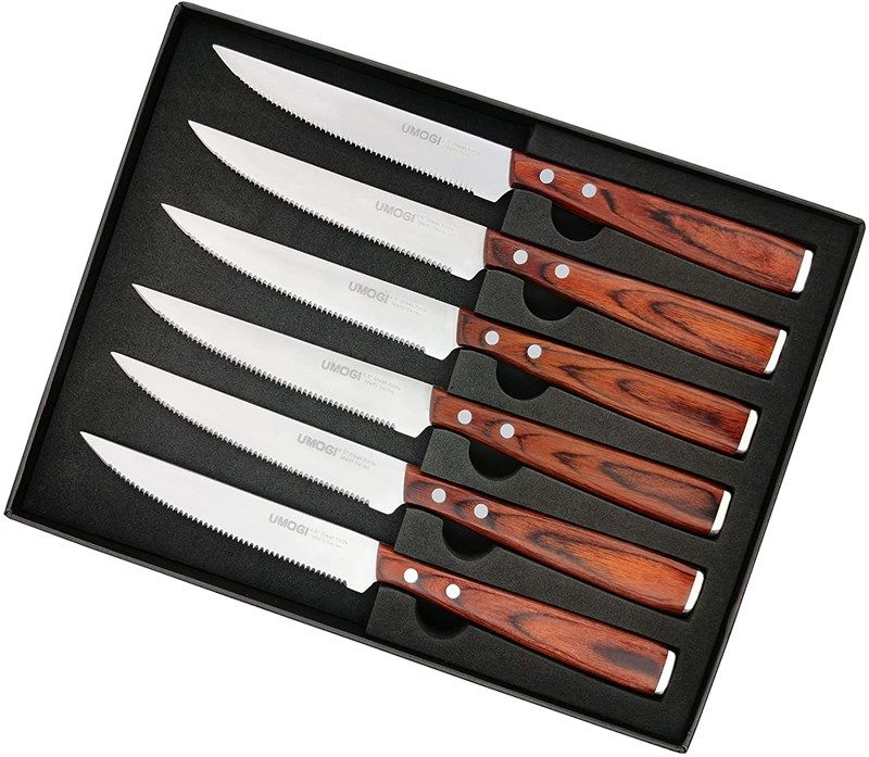 UMOGI High-end Steak Knives Set of 6, Gift Box - Black Natural