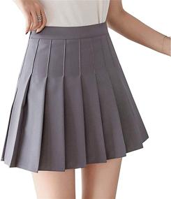 img 2 attached to High Waist Pleated Skater Mini Skirt with Lining Shorts for Girls/Women - Perfect for School Uniforms and Tennis