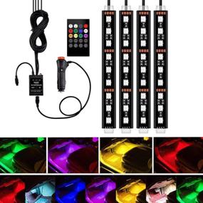 img 4 attached to 🚗 HOCOLO Car LED Strip Light, 36-LED 12V Multicolor Music Car Interior Light Kit with Sound Active Function, Wireless Remote Control, and Car Charger Included