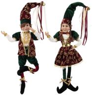 set of 2 posable elf christmas figures - 24-inch red and green xmas elves for holiday party home decoration logo