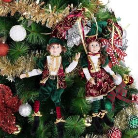 img 3 attached to Set of 2 Posable Elf Christmas Figures - 24-inch Red and Green Xmas Elves for Holiday Party Home Decoration