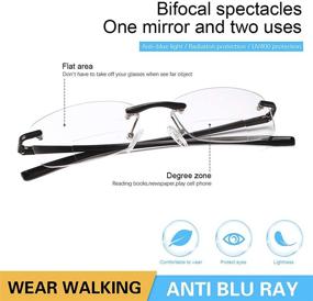 img 3 attached to 👓 Ultimate Protection and Comfort: Rimless Bifocal Reading Glasses with Blue Light Blocking and Spring Hinge Readers