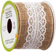 🌸 charming floral garden burlap ribbon rolls with elegant white lace trim - set of 3 rolls, 2" x 3 yards (108 inches) logo