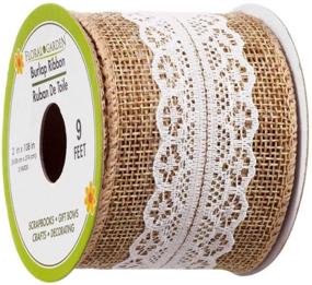 img 2 attached to 🌸 Charming Floral Garden Burlap Ribbon Rolls with Elegant White Lace Trim - Set of 3 Rolls, 2" x 3 Yards (108 Inches)