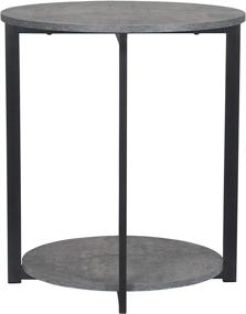 img 3 attached to Stylish Storage Solution: Grey Wooden Side End Table with Slate Faux Concrete Shelf