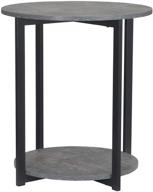 stylish storage solution: grey wooden side end table with slate faux concrete shelf logo