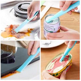 img 3 attached to 🧹 Multipurpose Plastic Cleaning Scraper Tool Set - Stiff Grill, Can Opener, Sticker & Gum Remover, Bottle Opener - Scratch Free Kitchen Cleaning Tool (3 PCS)