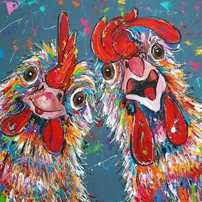 img 4 attached to Frameless 9.8 x 9.8 inch DIY Arts Crafts 5D Diamond Sticker Painting Kit with Chicken Theme