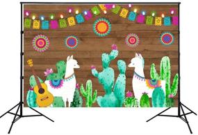 img 4 attached to 🌵 Vibrant Fiesta Theme Photography Backdrop: Mexican Dress-up, Cactus Party, Alpaca, and Guitar Props - HUAYI 7x5ft W-1953