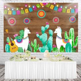 img 2 attached to 🌵 Vibrant Fiesta Theme Photography Backdrop: Mexican Dress-up, Cactus Party, Alpaca, and Guitar Props - HUAYI 7x5ft W-1953