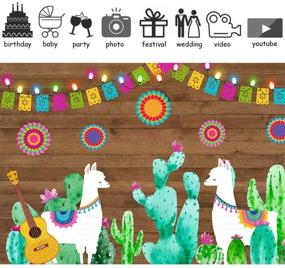 img 1 attached to 🌵 Vibrant Fiesta Theme Photography Backdrop: Mexican Dress-up, Cactus Party, Alpaca, and Guitar Props - HUAYI 7x5ft W-1953