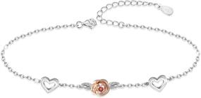 img 4 attached to S925 Sterling Silver Rose Flower Necklace, Bracelet, Cross Pendant Set 🌹 – Perfect Gift for Women on Valentine's, Birthday, Christmas, and Mother's Day!