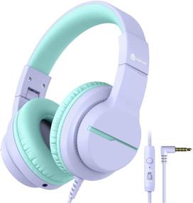 img 4 attached to 🎧 iClever HS19 Детские наушники: HD стерео, безопасное ограничение громкости, проводные и складные, фиолетовые