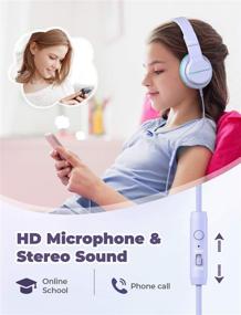 img 3 attached to 🎧 iClever HS19 Детские наушники: HD стерео, безопасное ограничение громкости, проводные и складные, фиолетовые