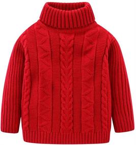 img 4 attached to Toddler Boys' Turtleneck Pullover Sweater from Mud Kingdom