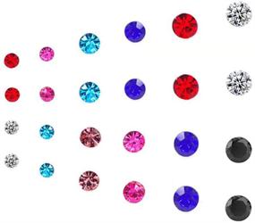 img 4 attached to 💐 Spiritlele 12-Pair Crystal Flower Magnetic Earrings Set in Various Colors - Non-Piercing and Unisex