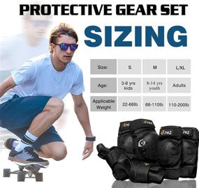 img 3 attached to PHZ Knee Pads Kids/Youth/Adult Protective Gear Set - Elbow Pads, Wrist Guards, 6pcs for Sports, Skateboarding, Roller Skating, Inline Skate, Cycling, Bike, BMX, Bicycle, Scooter Riding