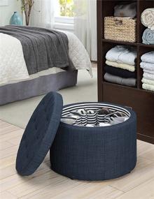 img 3 attached to 🔵 Blue Fabric Round Shoe Ottoman by Convenience Concepts Designs4Comfort