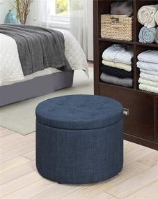 img 1 attached to 🔵 Blue Fabric Round Shoe Ottoman by Convenience Concepts Designs4Comfort