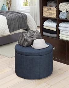 img 2 attached to 🔵 Blue Fabric Round Shoe Ottoman by Convenience Concepts Designs4Comfort